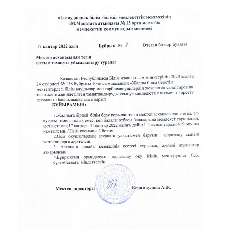 Ыстық тамақ, бұйрық, тізім, меню